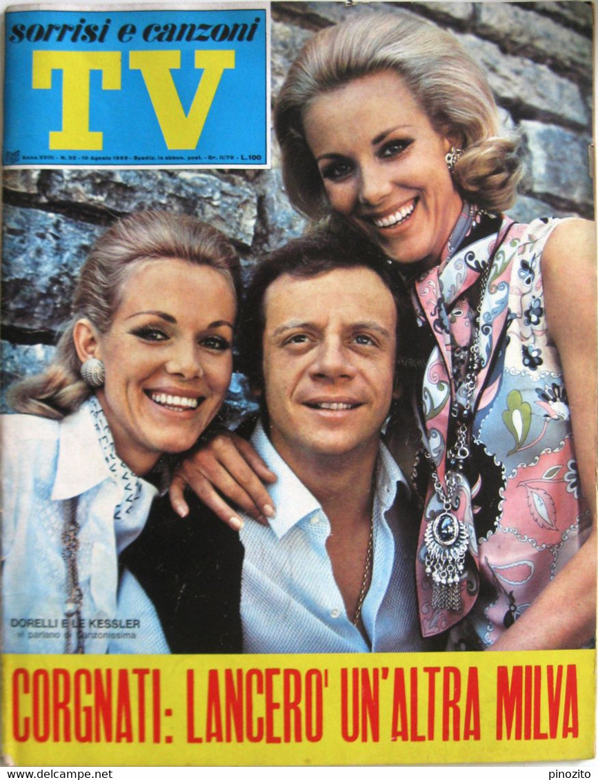 SORRISI E CANZONI TV 32 1969 Johnny Dorelli Alice & Helen Kessler Shirley MacLaine Fausto Leali Johnny Hallyday - Televisie