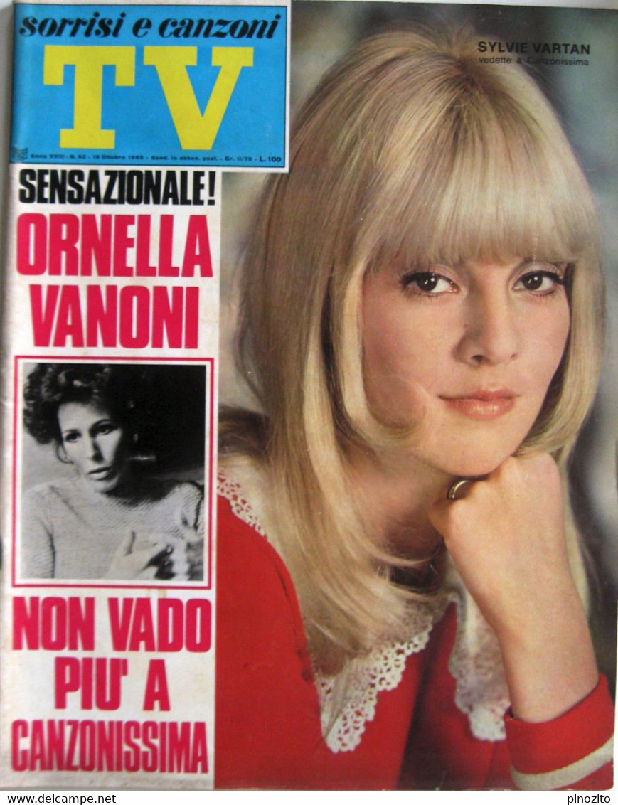 SORRISI E CANZONI TV 42 1969 Sylvie Vartan Elsa Martinelli Ornella Vanoni David Hemmings Mario Tessuto Rossano Brazzi - Televisione