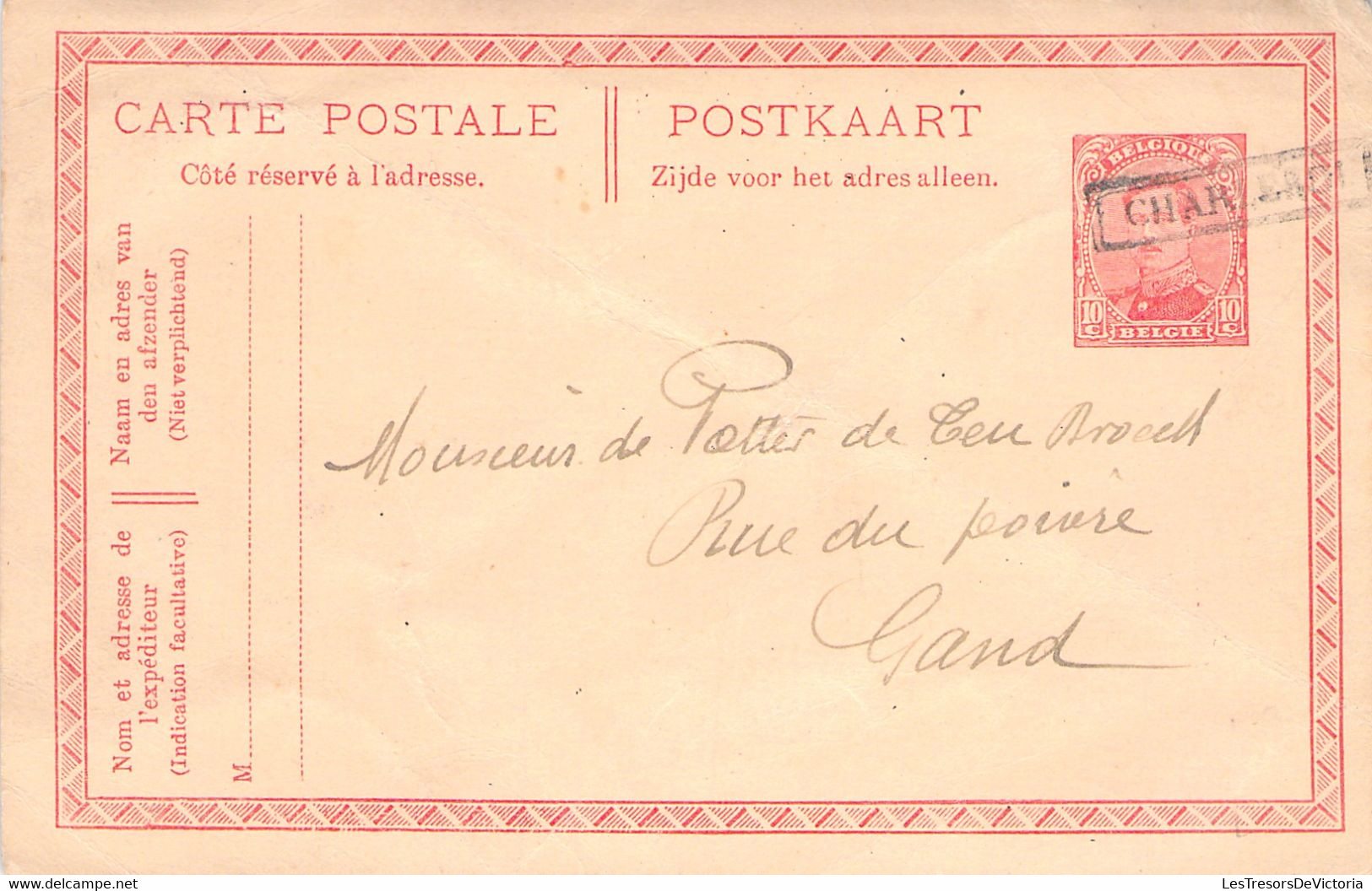 Belgique - Entier Postal 56 Avec Oblitération De Fortune Griffe Charleroi - 1919 - Sonstige & Ohne Zuordnung