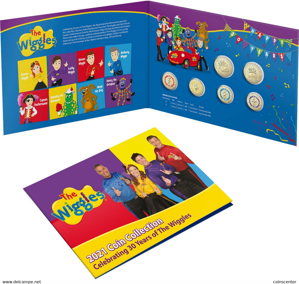 Australia Set Of 6 Coins: 1 - 2 Dollars 2021 "30y Of The Wiggles" In Kit BU - Ohne Zuordnung