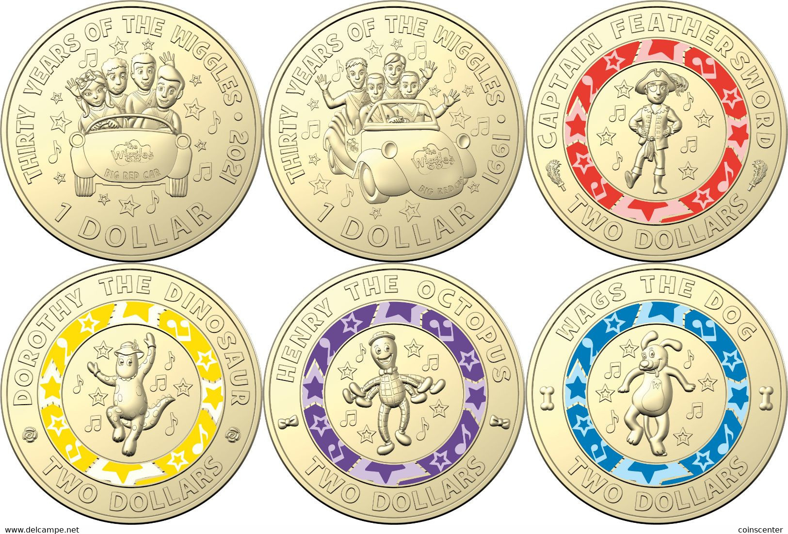 Australia Set Of 6 Coins: 1 - 2 Dollars 2021 "30y Of The Wiggles" In Kit BU - Sin Clasificación