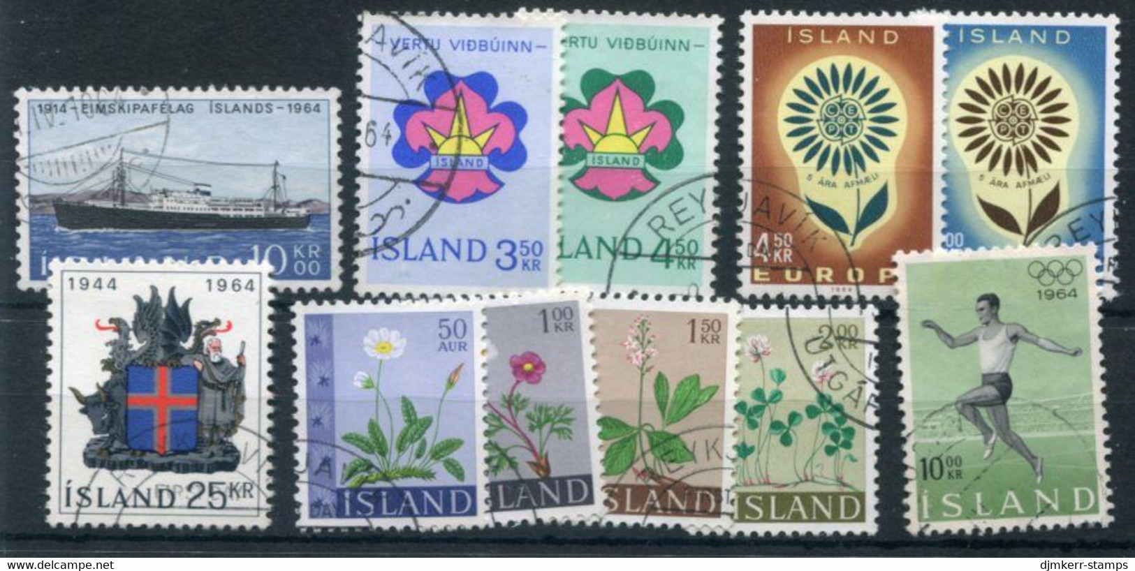 ICELAND 1964 Complete Issues Used.  Michel 377-387 - Used Stamps