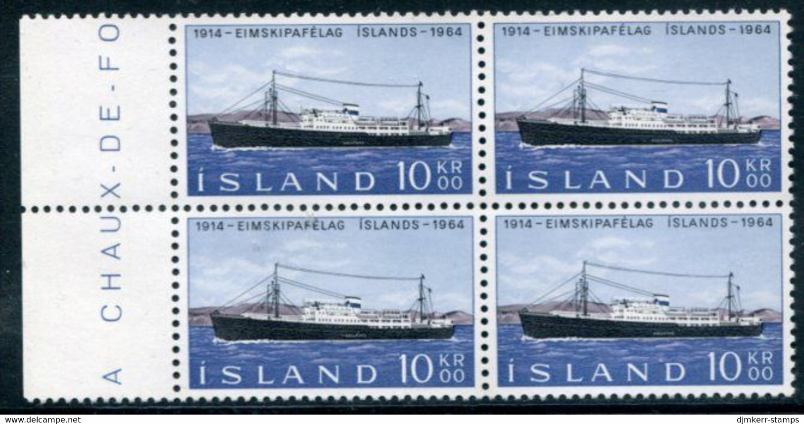 ICELAND 1964 Anniversary Of Steamship Company Block Of 4 MNH / **.  Michel 377 - Unused Stamps