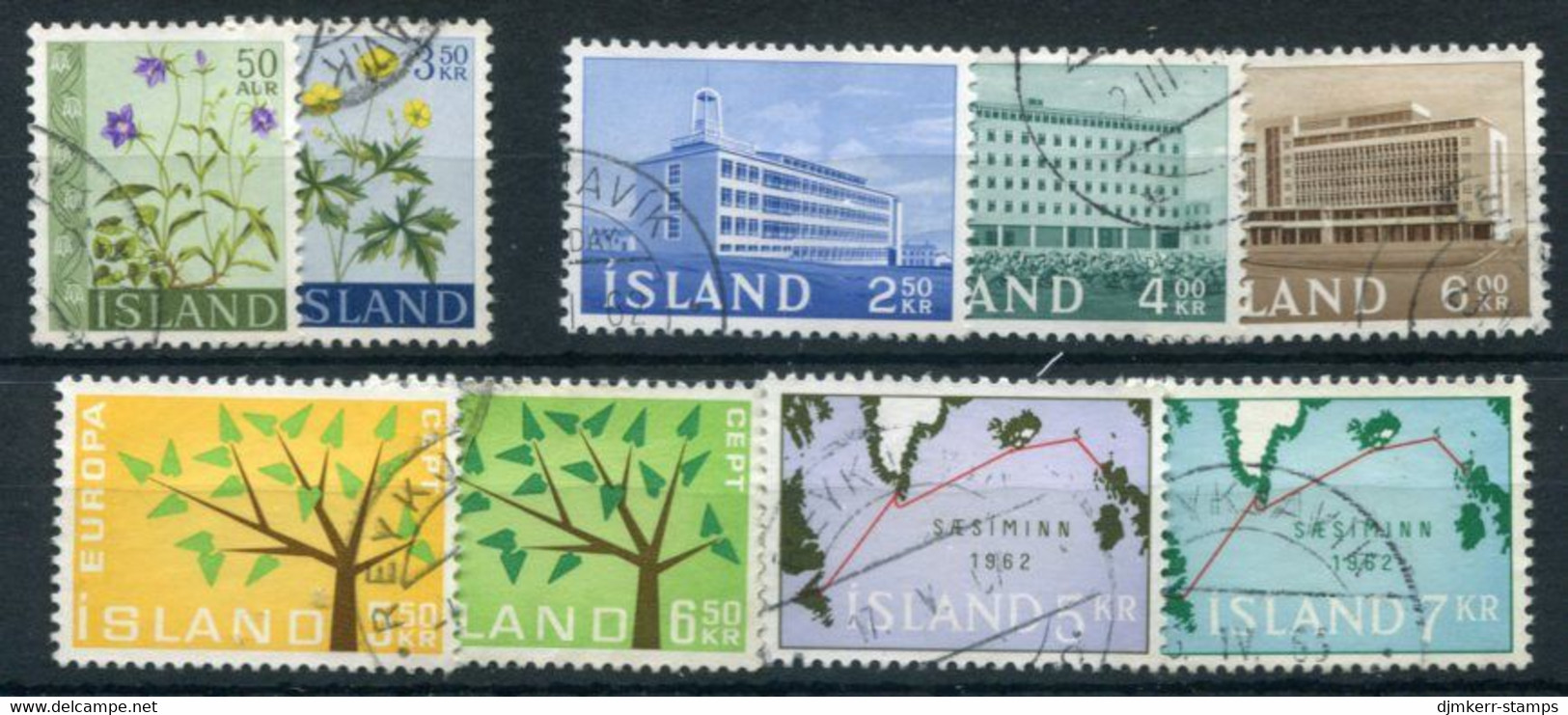 ICELAND 1962 Complete Issues Used.  Michel 359-67 - Oblitérés