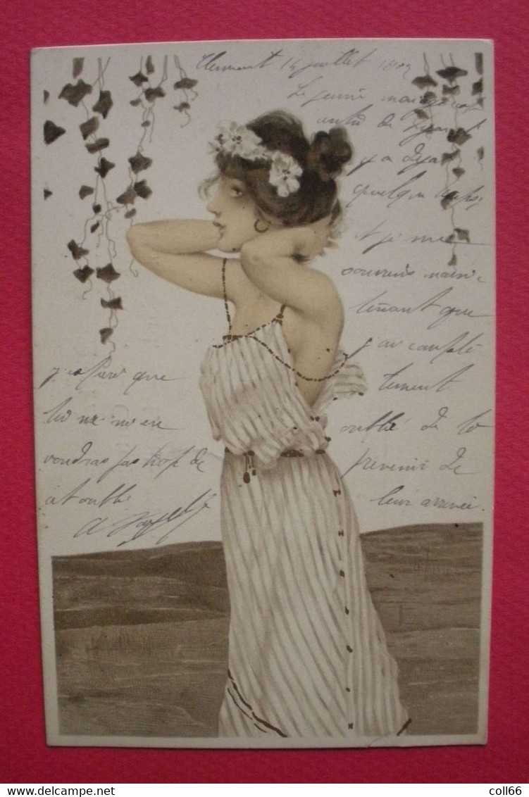 Dans Le Style Raphael Kirchner 1902 Délicate Jeune Femme  Sans éditeur Dos Scanné état - 1900-1949