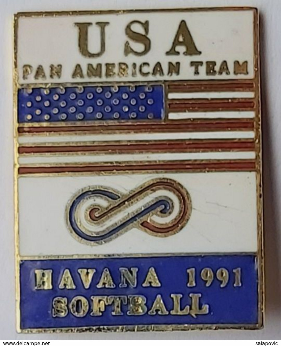 USA Pan American Baseball And Softball Team 1991 Havana PIN A6/9 - Baseball