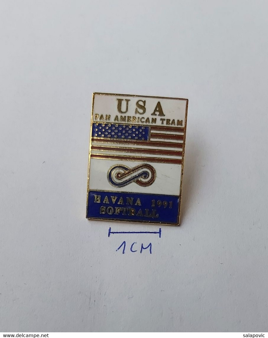 USA Pan American Baseball And Softball Team 1991 Havana PIN A6/9 - Baseball