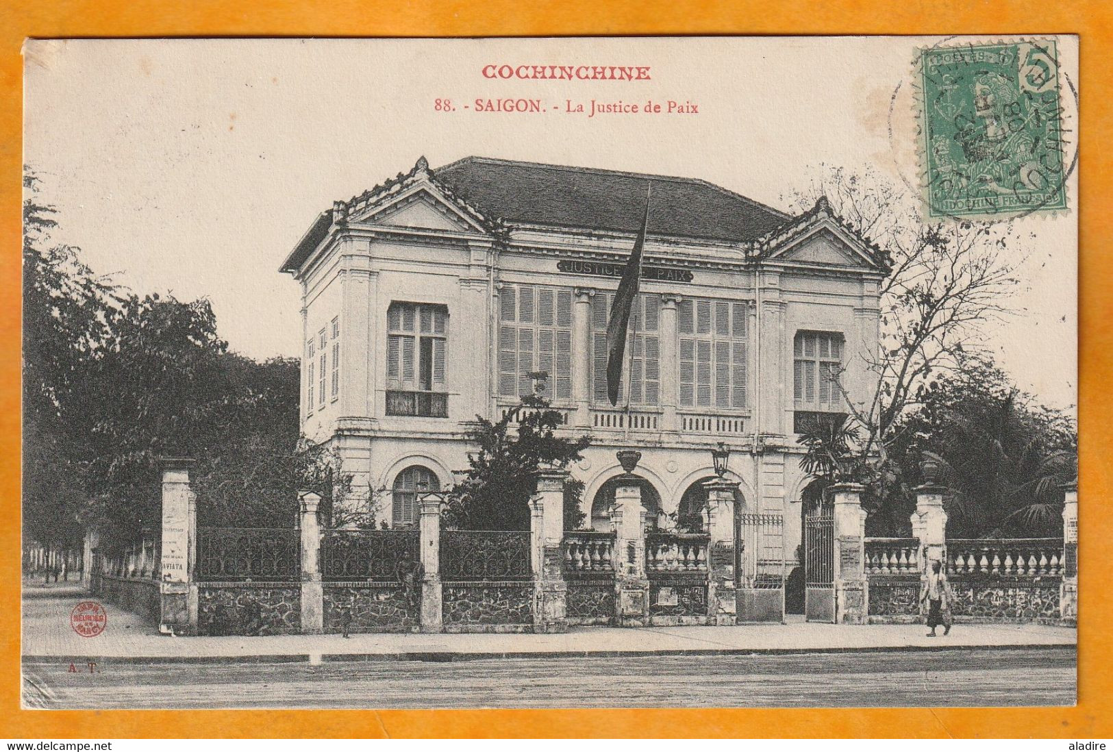 1908 - CPA De Saigon Central, Cochinchine Vers Besançon, France - Affranchissement 5 C - Cachet à Date D' Arrivée - Brieven En Documenten