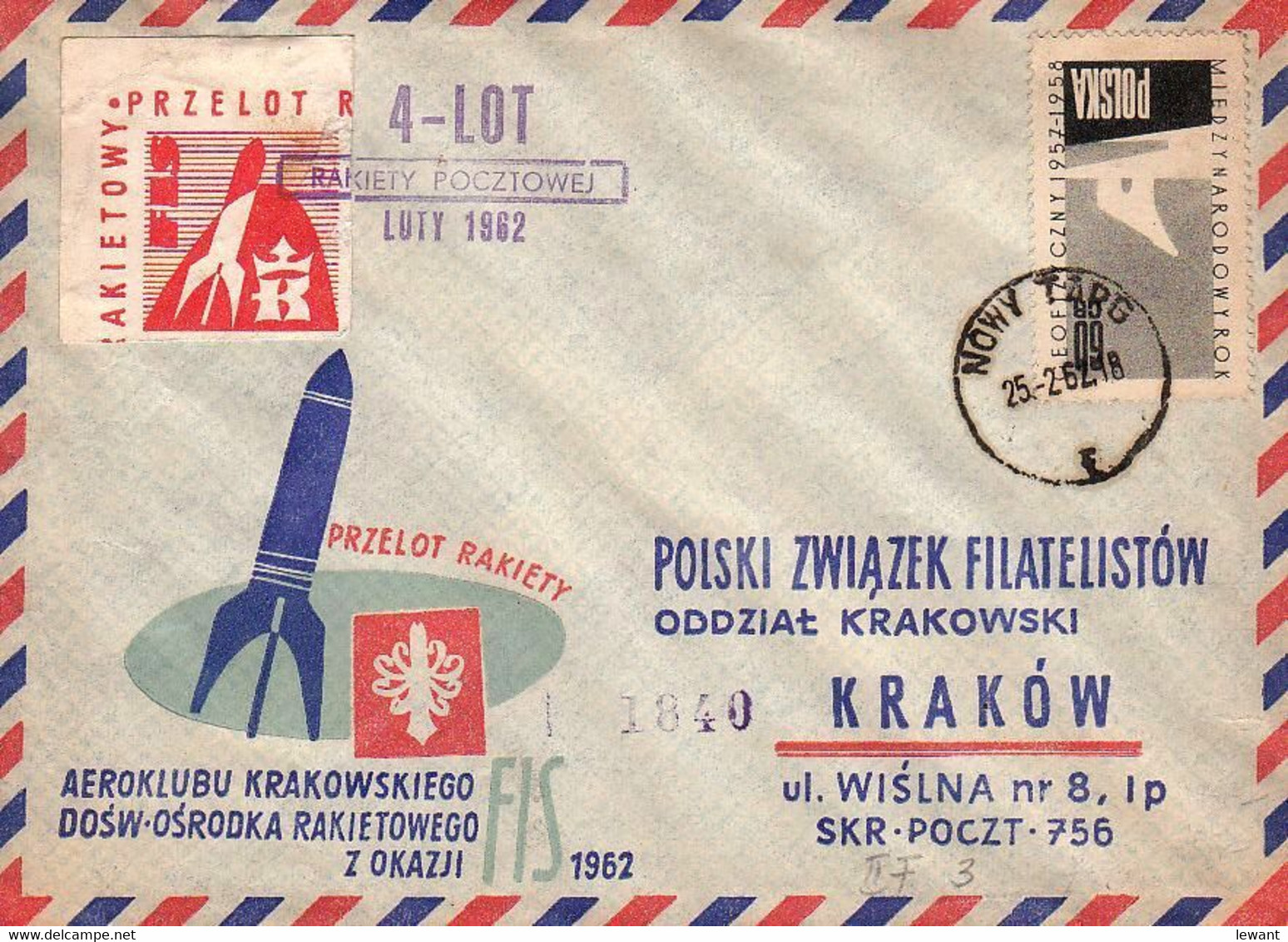 G POLAND - 1962.02.25 Fourth Experimental Rocket Flight On The Occasion Of The FIS (1840) - Raketen