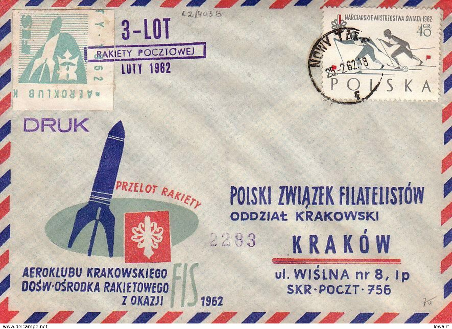 G POLAND - 1962.02.25 Third Experimental Rocket Flight On The Occasion Of The FIS (2283) - Raketten