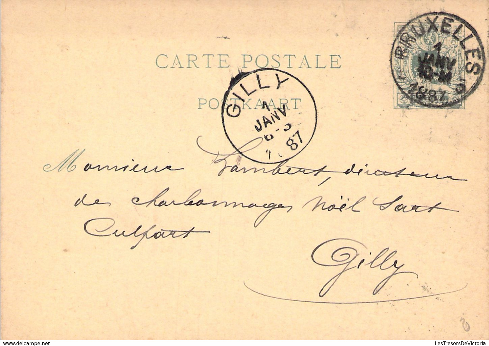 Entier Postal De Gilly à Bruxelles 7 Mars 1887 - Briefkaarten 1871-1909