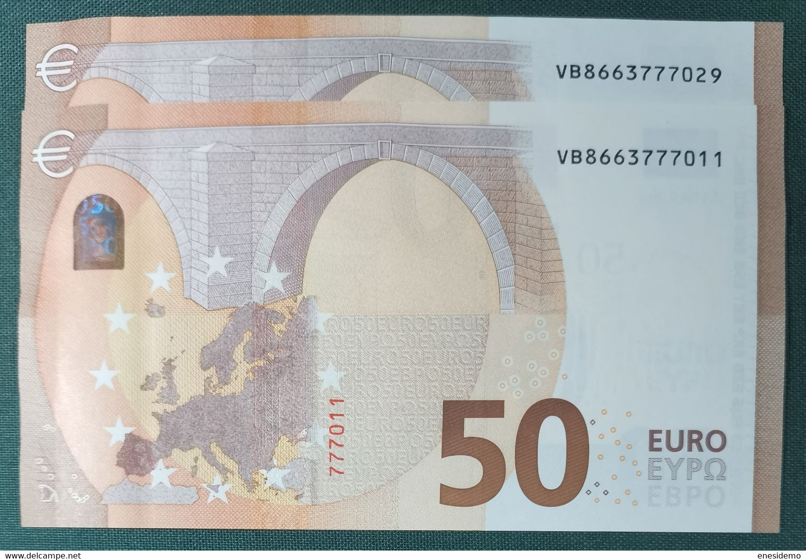 50 EURO SPAIN 2014 DRAGHI V018E4 VB CORRELATIVE COUPLE SIN CIRCULAR FDS UNCIRCULATED PERFECT - 50 Euro