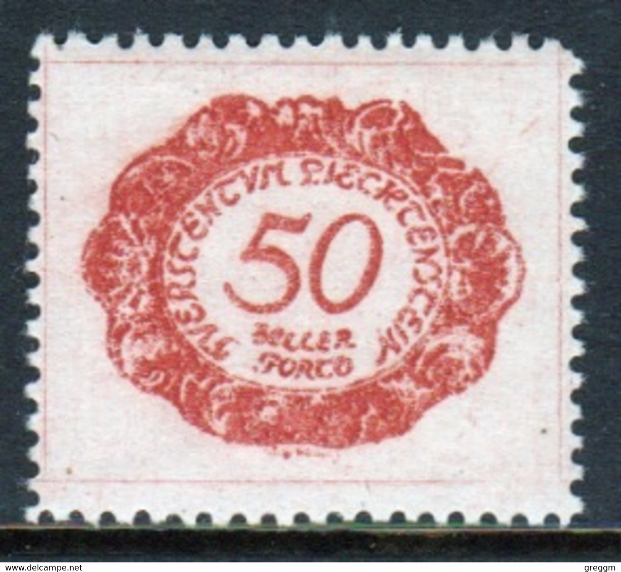 Liechtenstein 1920 Single 50h  Postage Due Stamp In Unmounted Mint Condition. - Taxe