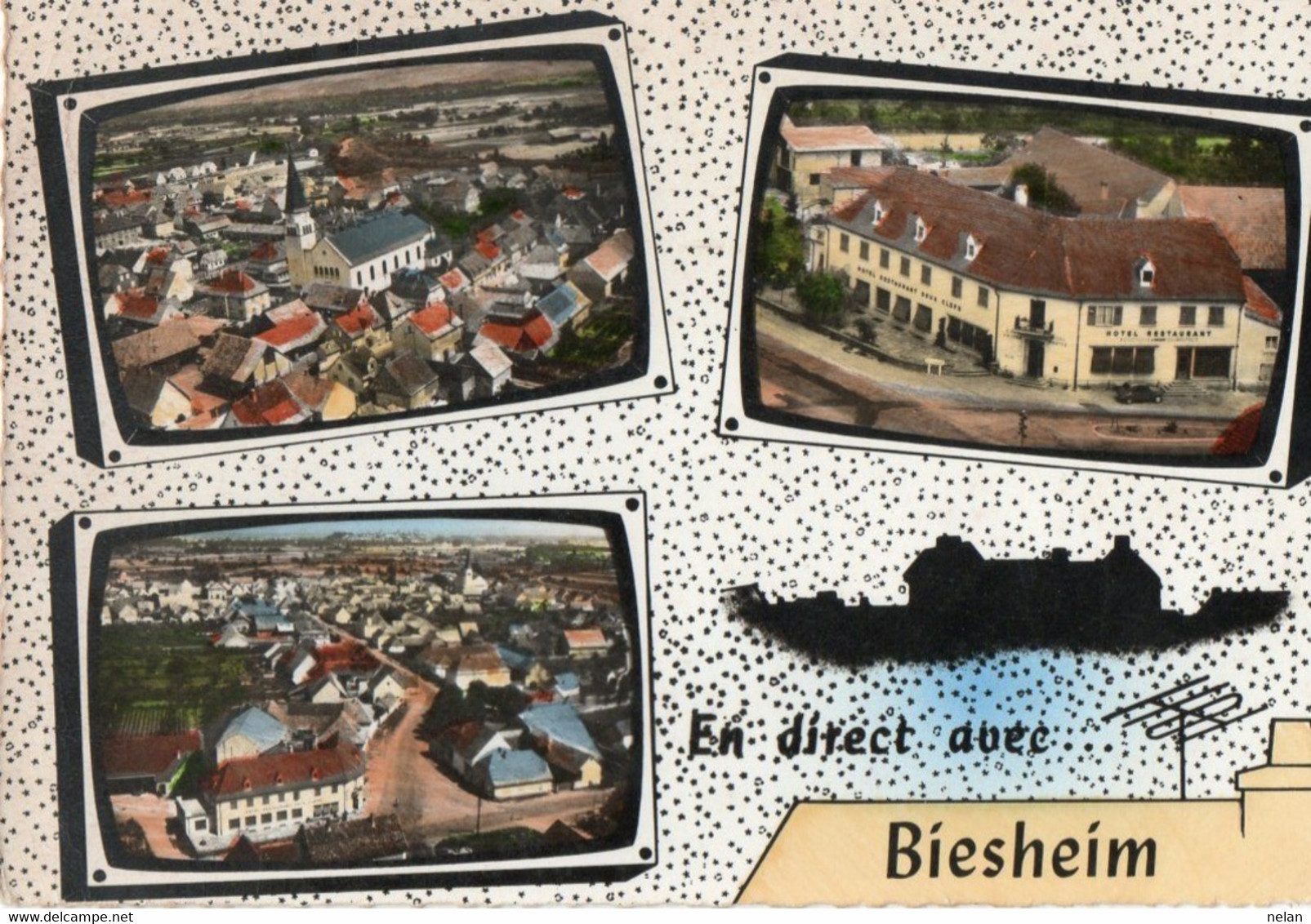 EN DIRECT AVEC BIESHEIM - EN AVION AU DESSUS DE BIESHEIM - F.G.- STORIA POSTALE - Vogelgruen