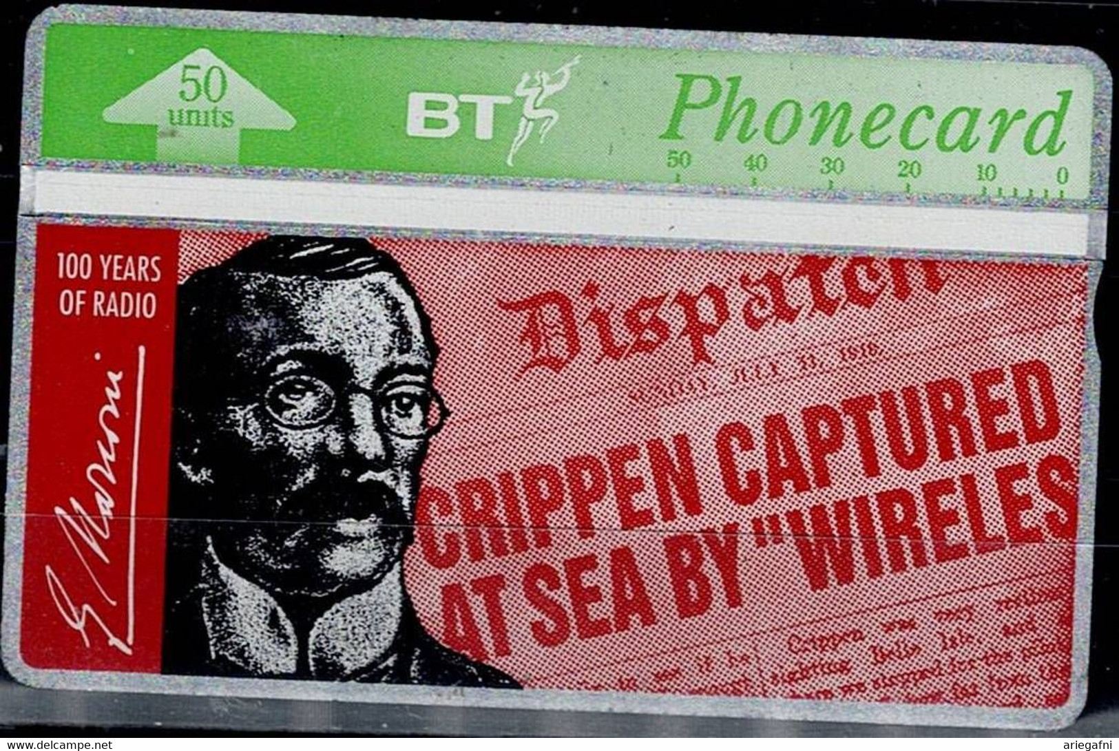 UNITED  KINGDOM 1996 BT PHONECARD CRIPPEN CAPTURED AT SEA BY WIRELES USED VF!! - BT Advertising Issues