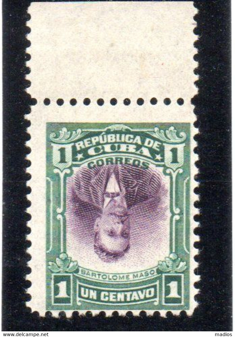 39128 CUBA 1910 1c B.Maso Center Invert. Scott 230a MNH $350 W/margin & Autent. Mark?? - Non Dentelés, épreuves & Variétés