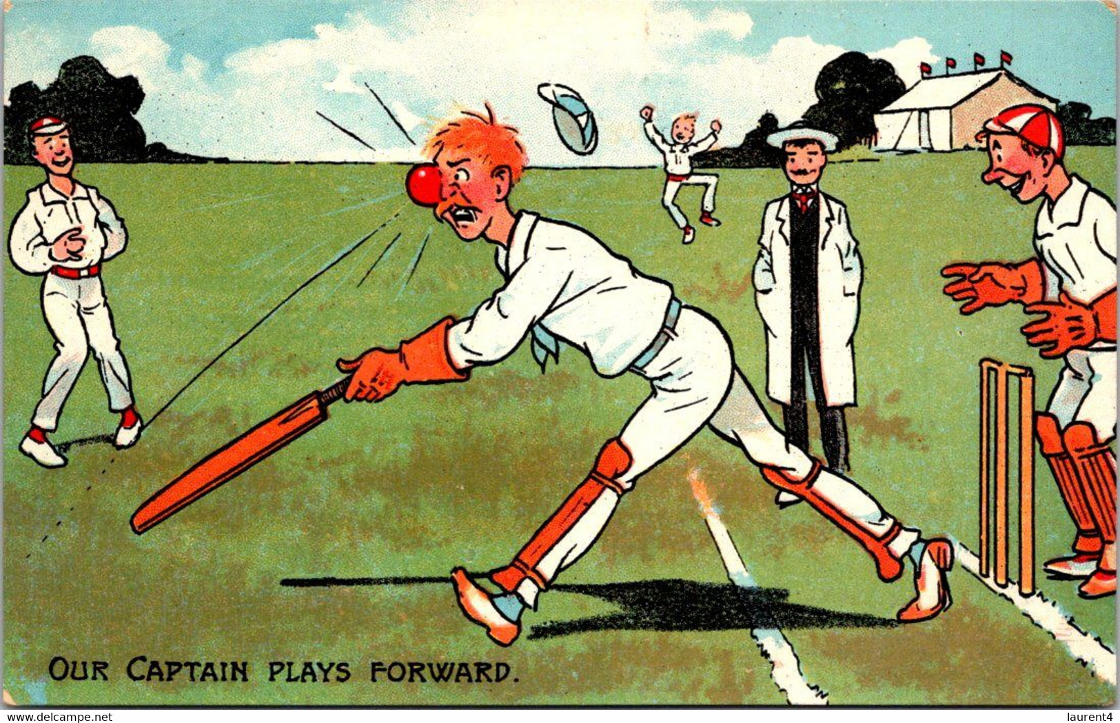 (3 H 51) Very Old Postcard -  Humour - Cricket Sport - Cricket