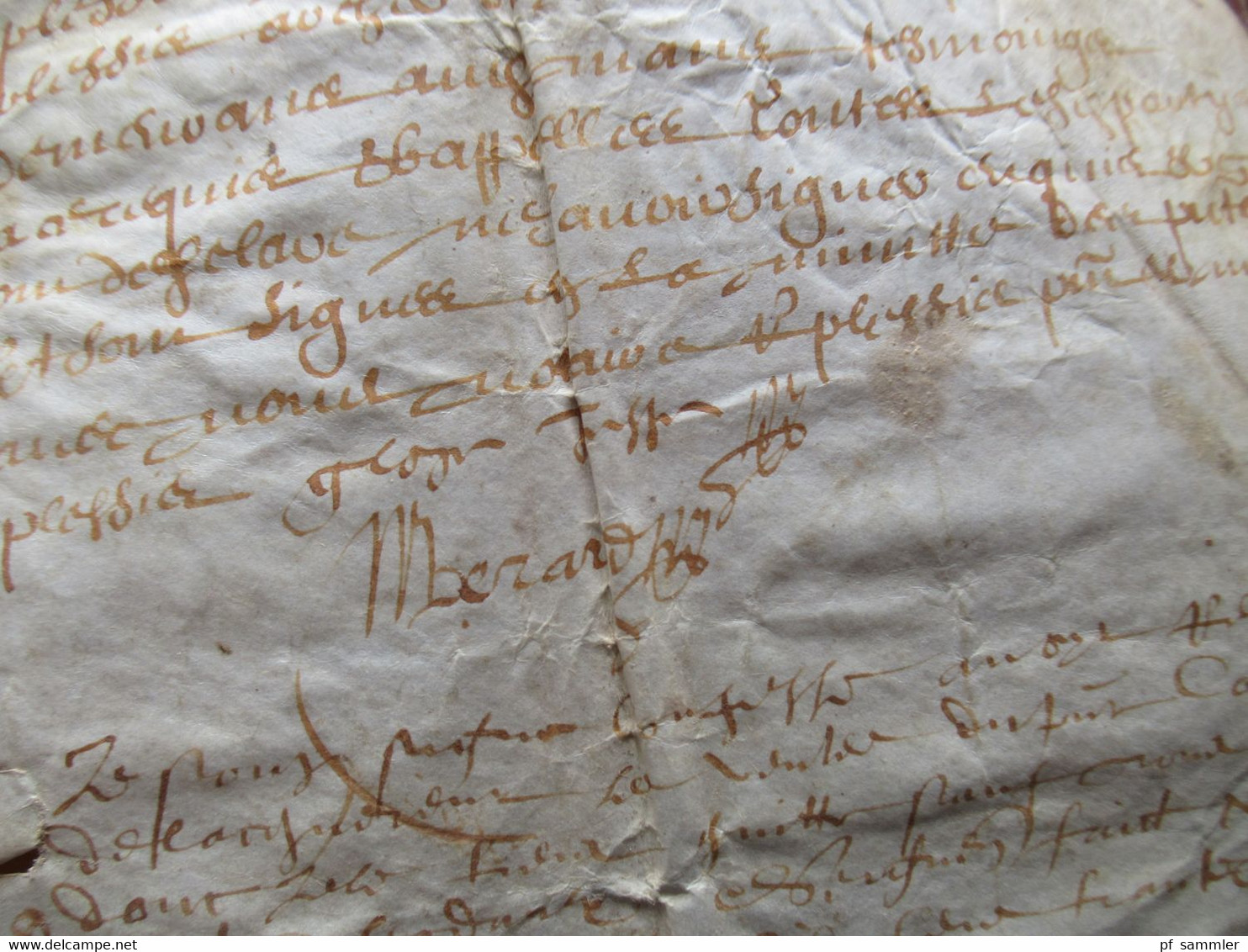 Frankreich Brief / Dokument 1635 / 17. Jahrhundert mit Autograph / Schnörkelunterschrift!