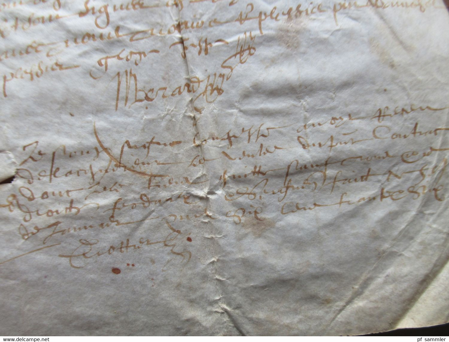 Frankreich Brief / Dokument 1635 / 17. Jahrhundert mit Autograph / Schnörkelunterschrift!