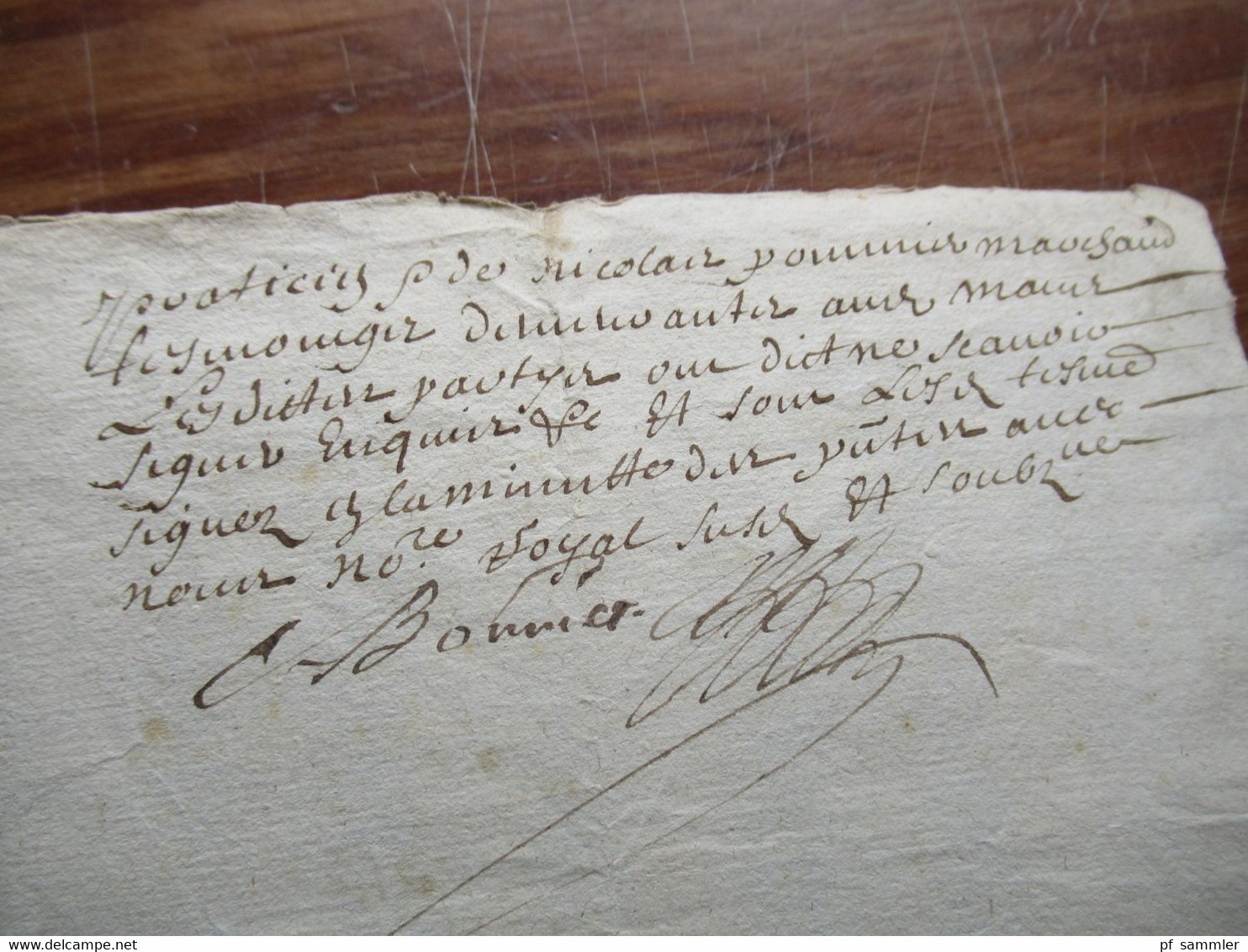 Frankreich Brief / Dokument um 1670 / 17. Jahrhundert mit Autograph / Schnörkelunterschrift!