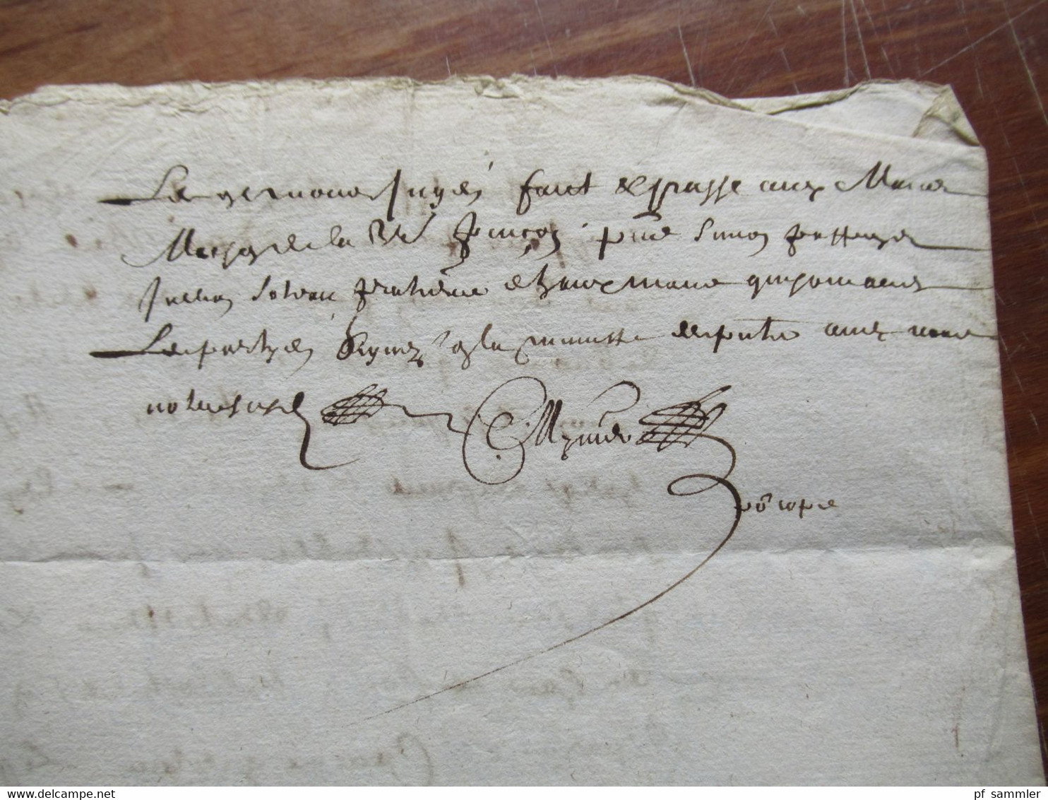 Frankreich Brief / Dokument um 1670 / 17. Jahrhundert mit Autograph / Schnörkelunterschrift!