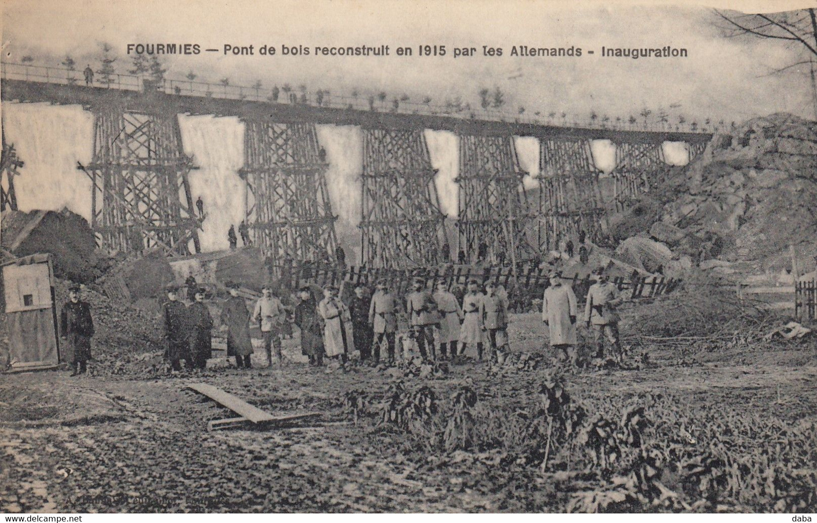 Fourmies.  Pont De Bois Recconstruit En 1915 Par Les Allemands. Inauguration - Feignies