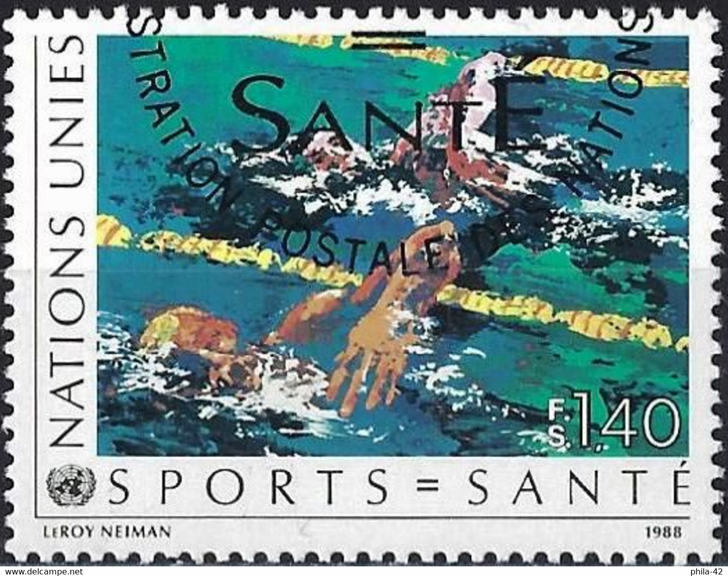 United Nations (Genova) 1988 - Mi 170 - YT 170 ( Health Throught Sports : Swimming ) - Gebruikt