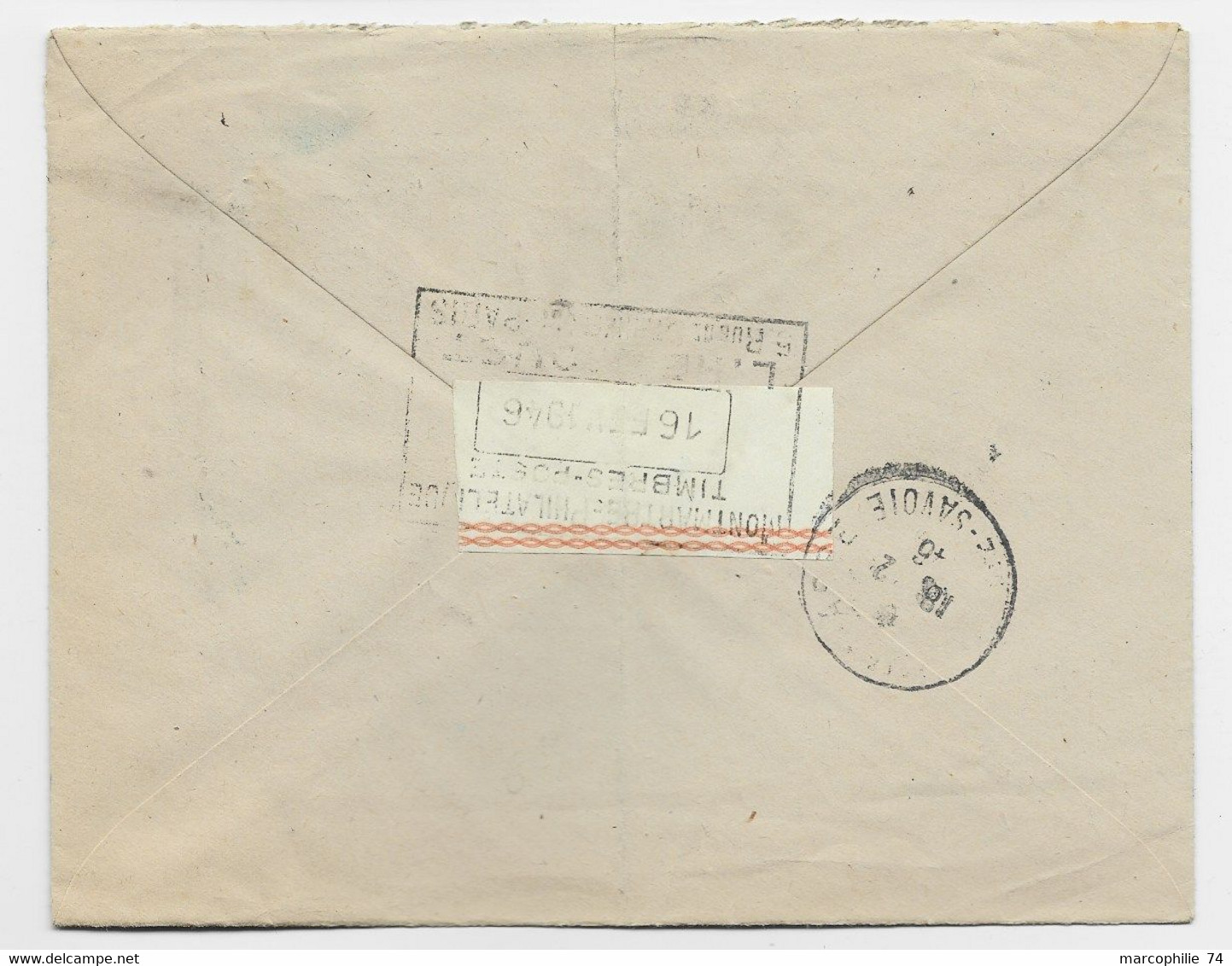 FRANCE ARC TRIOMPHE 4FR+5FR LETTRE REC PARIS 16.2.1946 AU TARIF - 1944-45 Triumphbogen