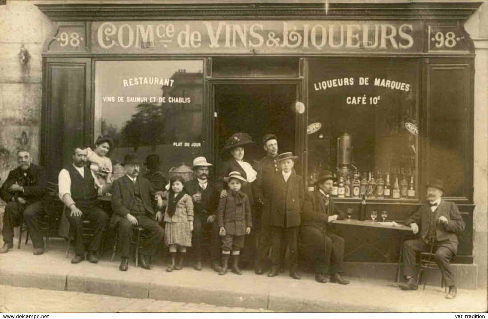 COMMERCE - Carte Postale Photo D'une Devanture De Restaurant Et Commerce En Vins Et Liqueurs - L 120609 - Caffé