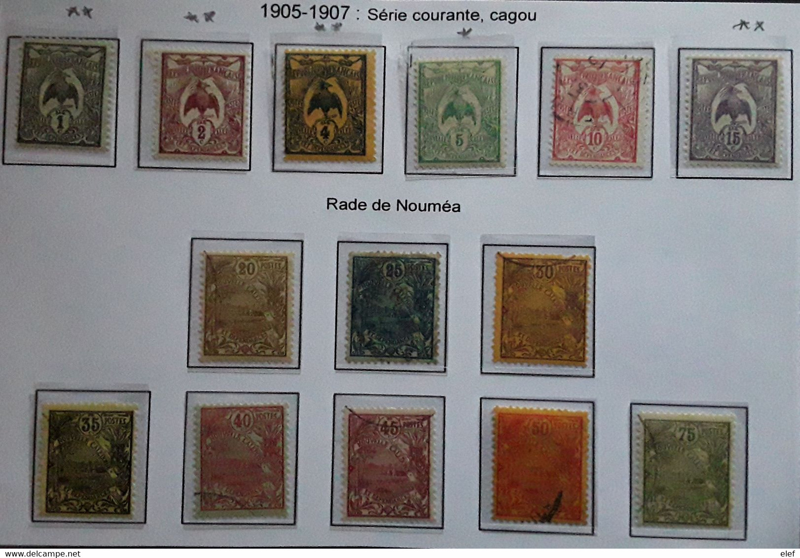 NOUVELLE CALÉDONIE 1905 - 1907, Serie Courante Cagou / Rade De Nouméa Yvert 88 / 101 , Neuve **/*/o , TB - Andere & Zonder Classificatie