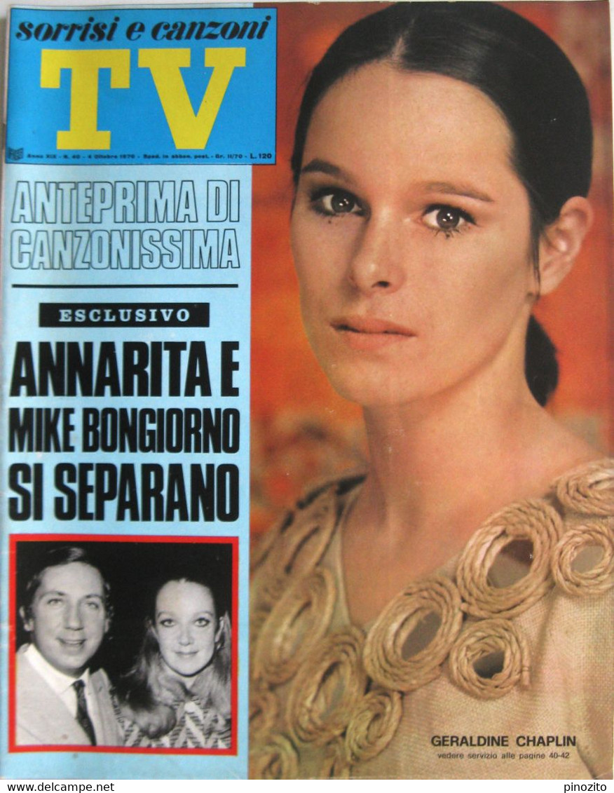 SORRISI E CANZONI TV 40 1970 Geraldine Chaplin Led Zeppelin Adriano Celentano Giuliano Gemma Yves Montand - Televisie