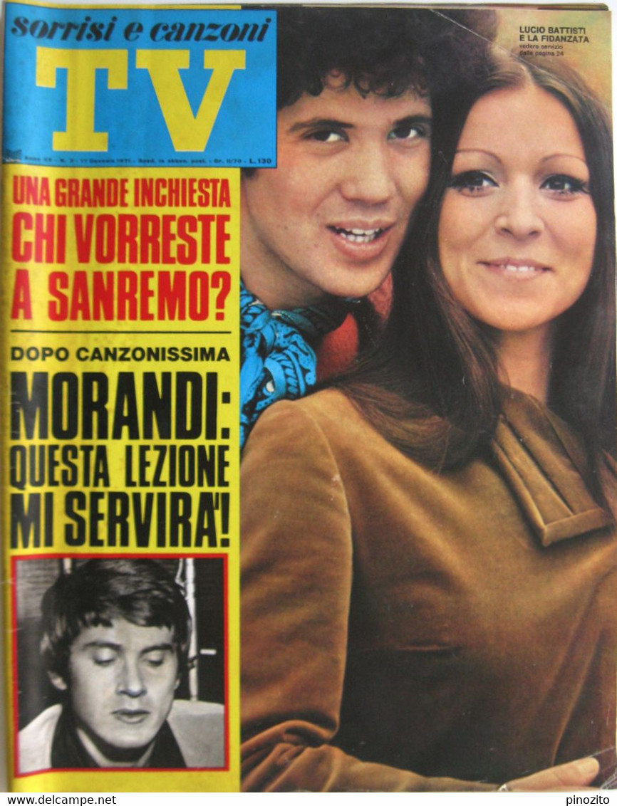 SORRISI E CANZONI TV 3 1971 Lucio Battisti Adriano Celentano Alberto Lionello Roger Vadim Yves Montand Agatha Christie - Televisione