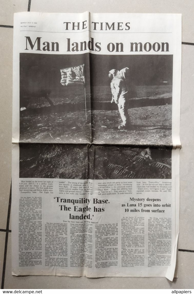 The Times N°57617 Man Lands On Moon Monday July 21 1969 - Historia