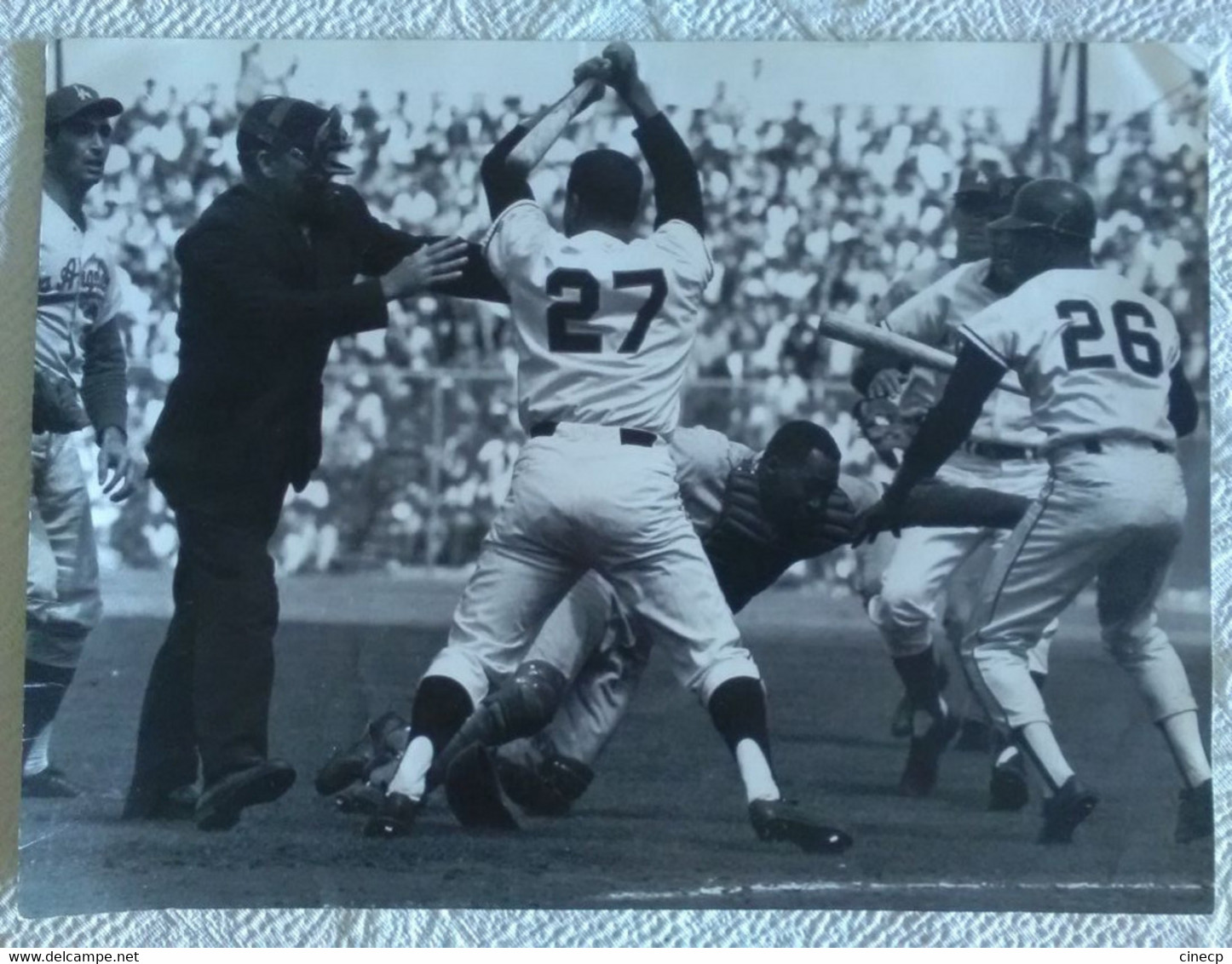 PHOTOGRAPHIE SPORT BASEBALL "1965 ETATS UNIS BAGARRE MATCH GIANTS DODGERS" - Andere & Zonder Classificatie