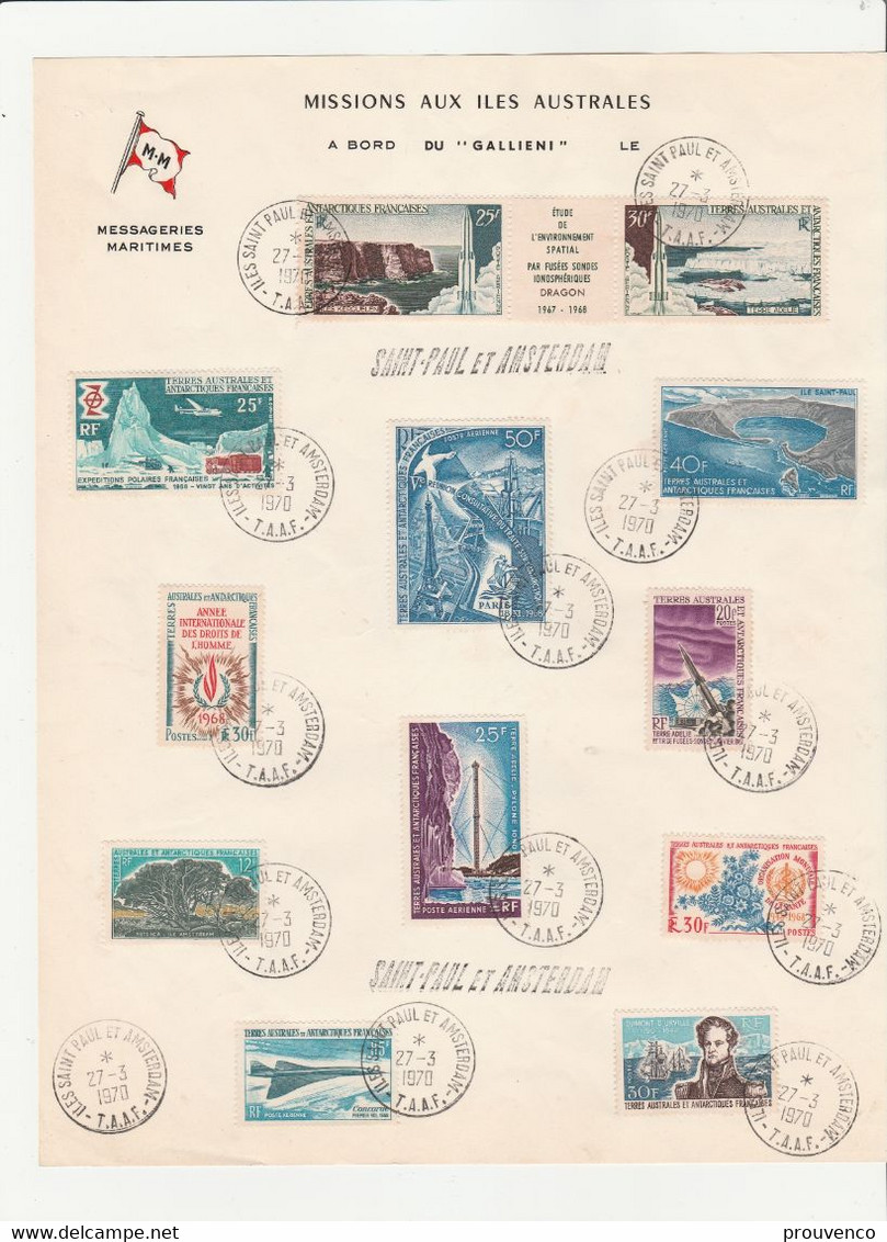 1970  TAAF FSAT  MISSSIONS AUX ILES AUSTRALES A BORD DU GALLIENI  DONT 23 25 26 27 PA  16A 17 18 19  COTE  + 493 € - Collections, Lots & Séries