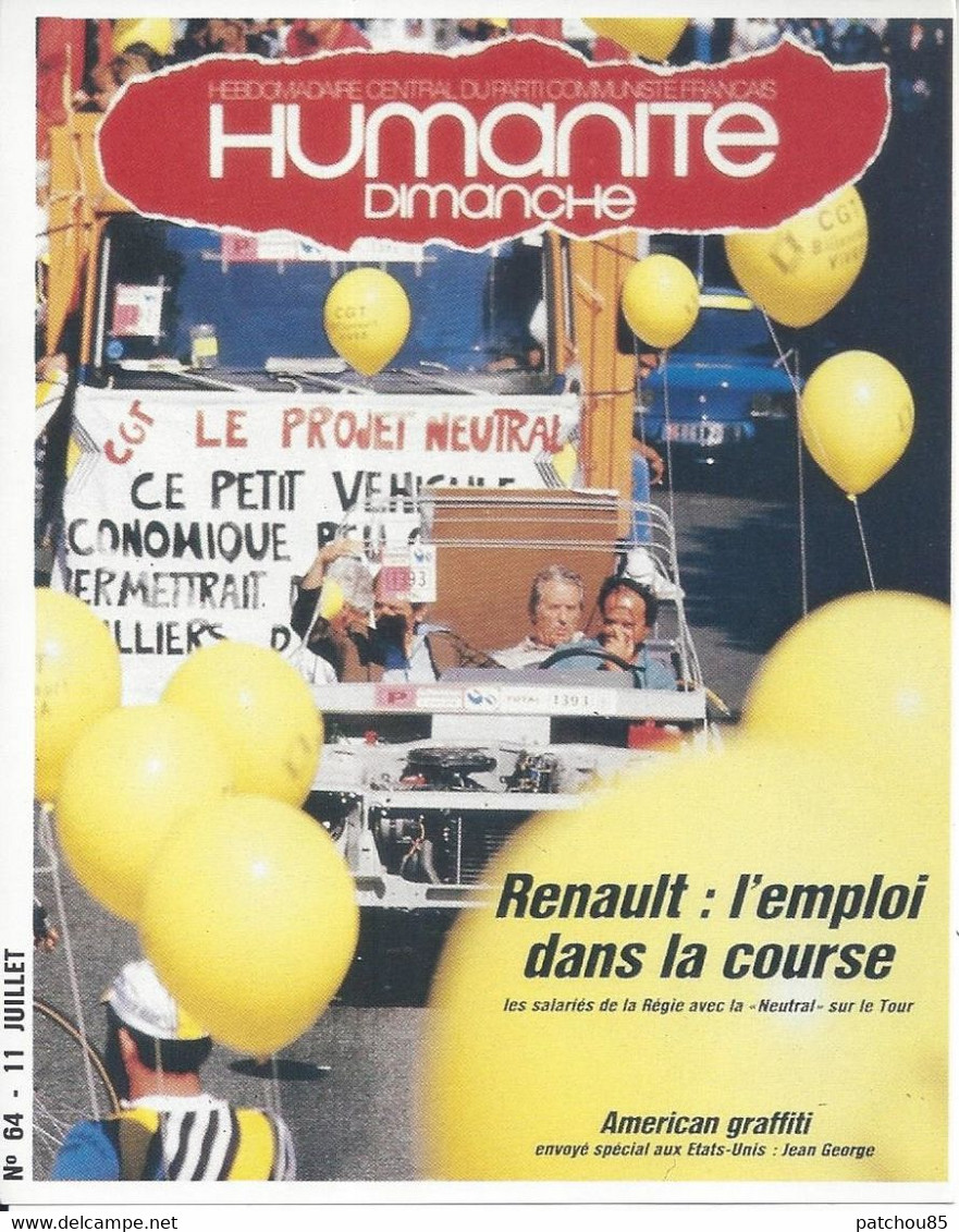 CPM  Parti Politique Humanité Dimanche Renault L’emploi Dans La Course - Sindacati