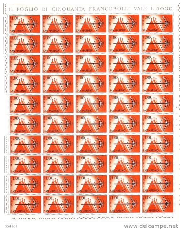 SAN MARINO 1966 BALESTRA  ESPRESSO L.100  In FOGLIO  MNH** - Express Letter Stamps