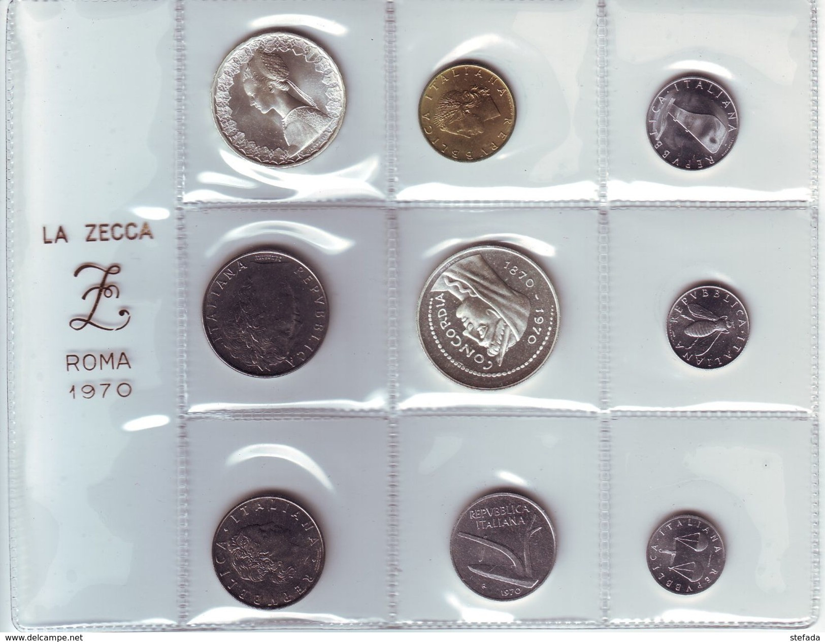 ITALIA 1970 SERIE COMPLETA CON ARGENTO - 1 000 Lire