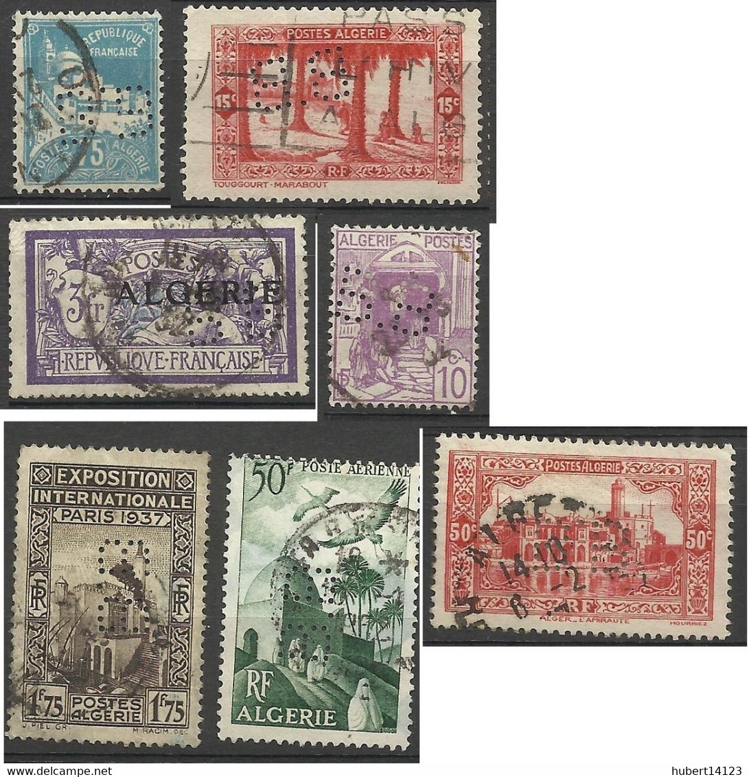 COLONIE ALGERIE 7 Timbres BB4 Indice 3 Perforé Perforés Perfins Perfin - Other & Unclassified