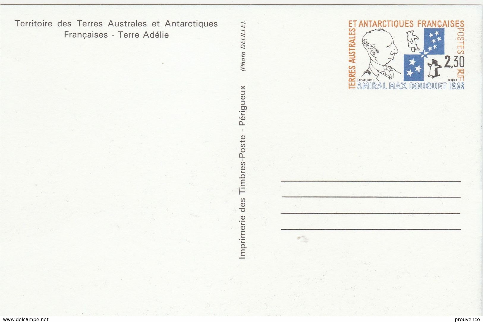 1991 TAAF FSAT ENTIER POSTAL NEUF  2 PHOTOS  LUXE - Postal Stationery