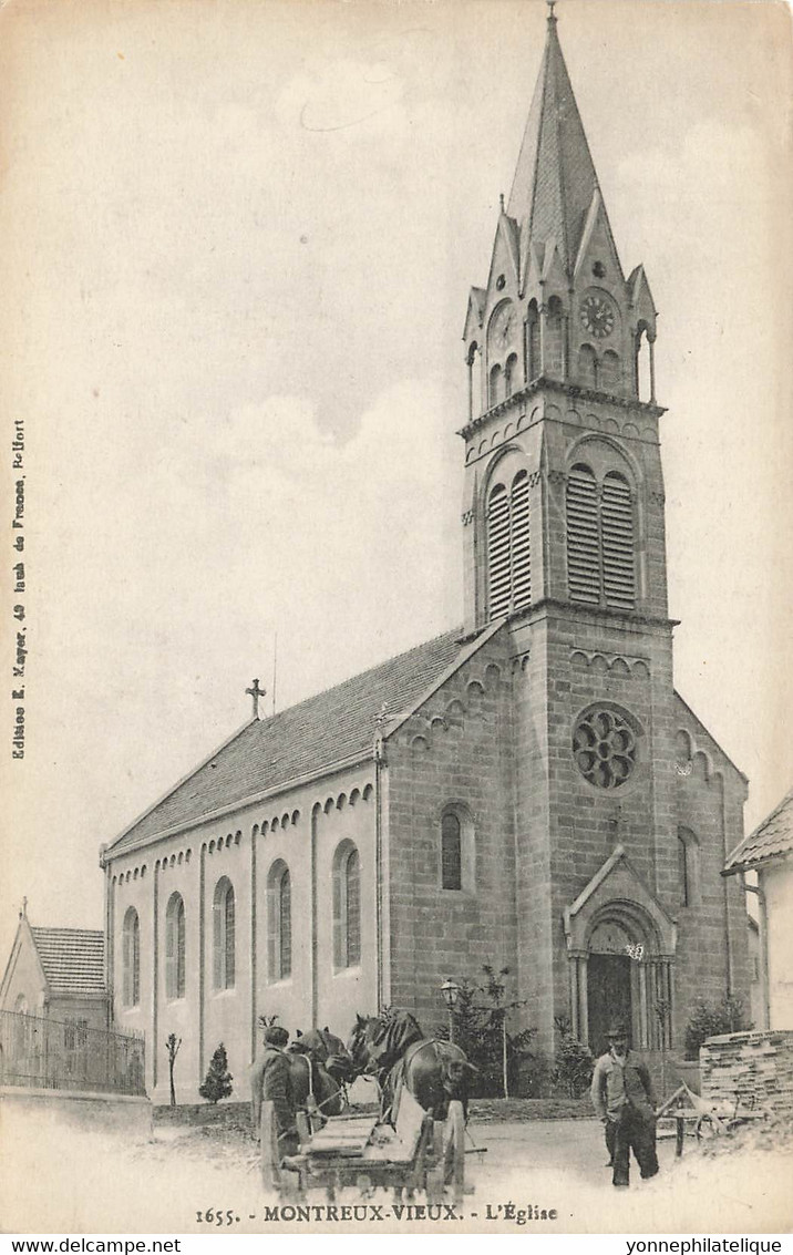 68 - HAUT-RHIN - MONTREUX-VIEUX - L'Église - Charette Attelée  (10095) - Habsheim