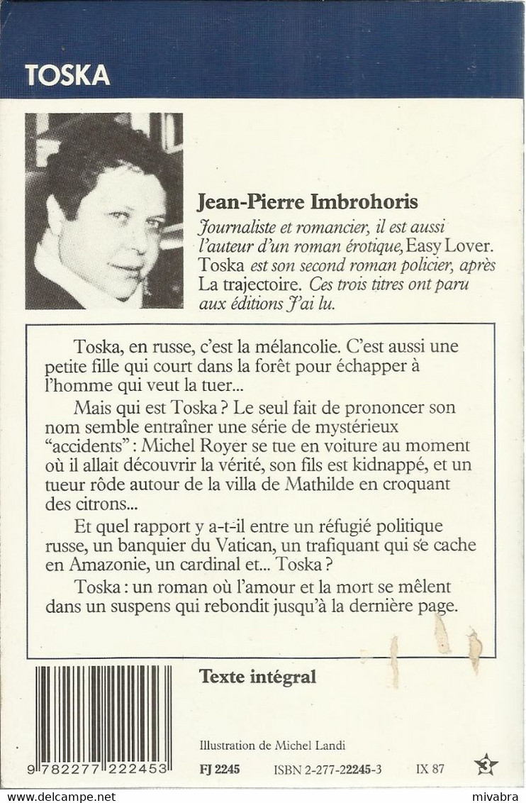 TOSKA - JEAN-PIERRE IMBROHORIS - J' AI LU POLICIER N° 2245 - 1987 - J'ai Lu