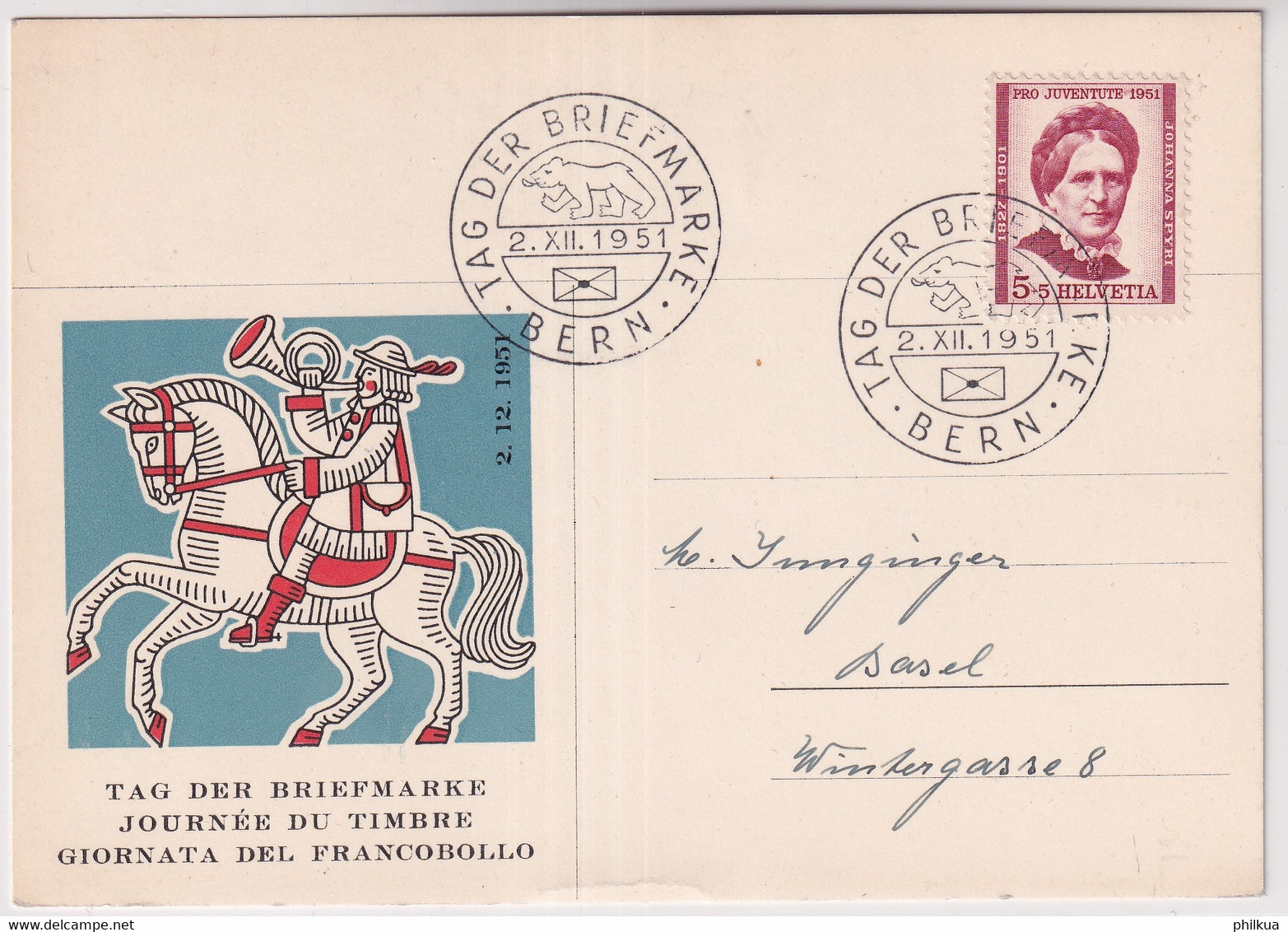 Schweiz - 1951 Tag Der Briefmarke / Journée Nationale Du Timbre - BERN - Journée Du Timbre