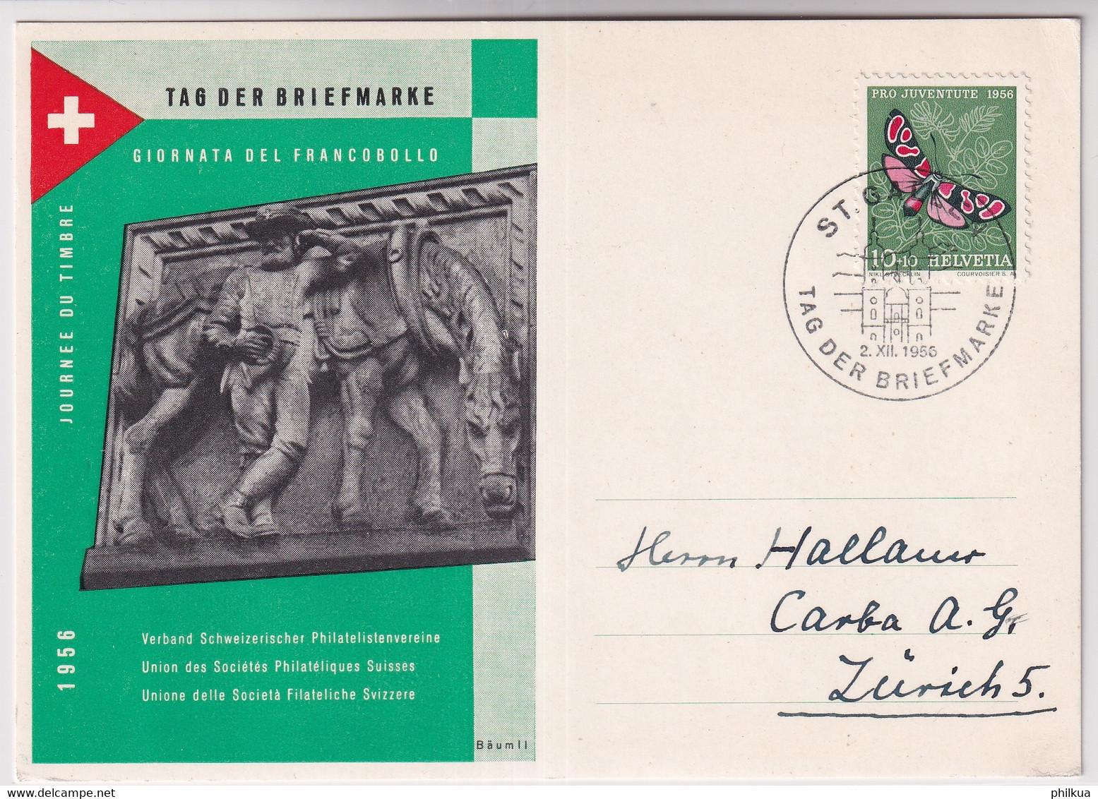 Schweiz - 1956 Tag Der Briefmarke / Journée Nationale Du Timbre - ST. GALLEN - Journée Du Timbre