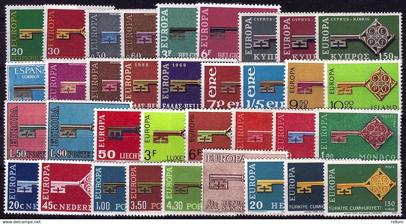 1968 - Europa CEPT - Année Complète - 19 Pays, 35 Valeurs  ** - Années Complètes