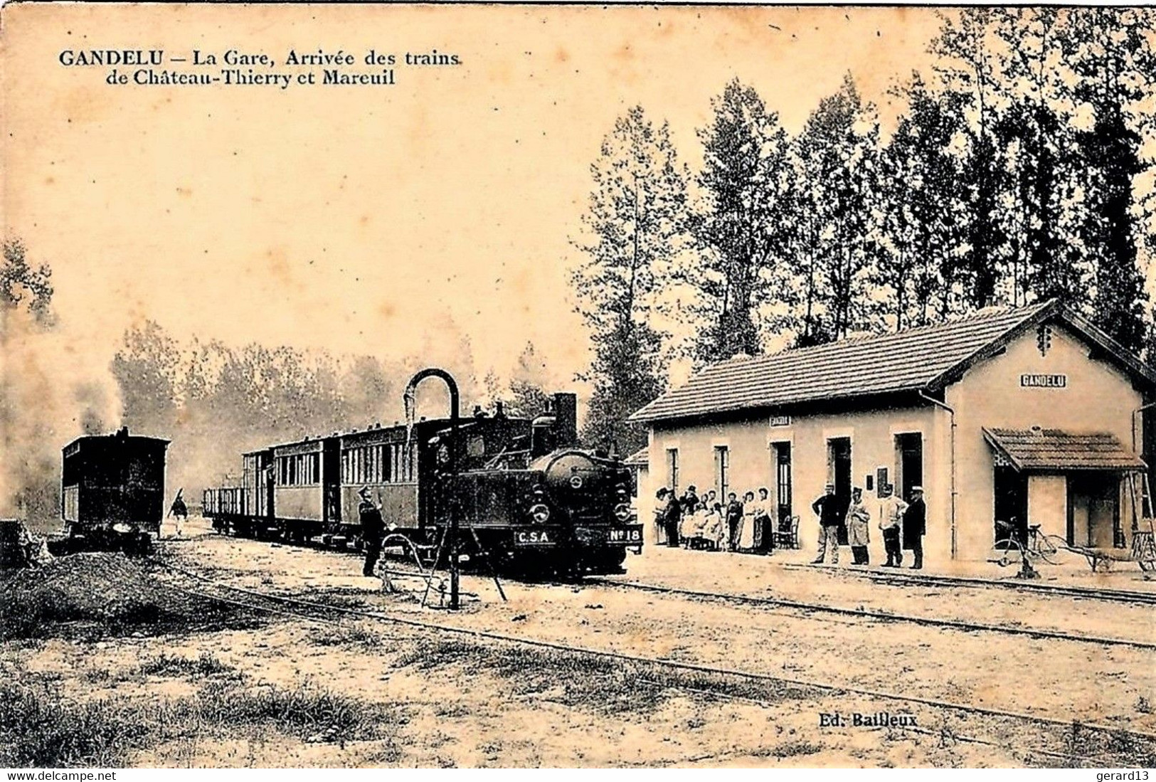 02 Aisne GANDELU La Gare Arrivée Des Trains De CHATEAU THIERRY Et MAREUIL 1917 - Andere & Zonder Classificatie