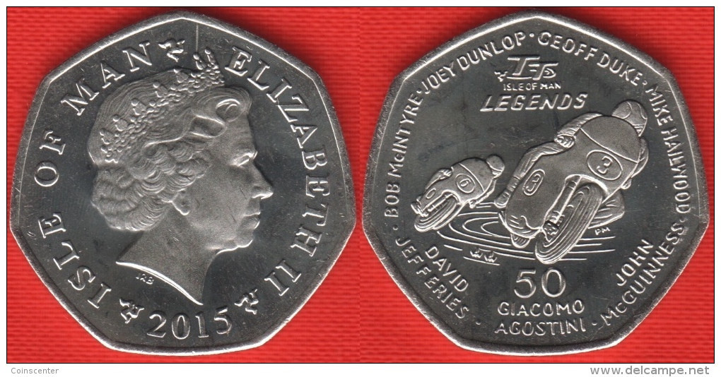 Isle Of Man 50 Pence 2015 "Seven TT Race Legends" UNC - Other & Unclassified