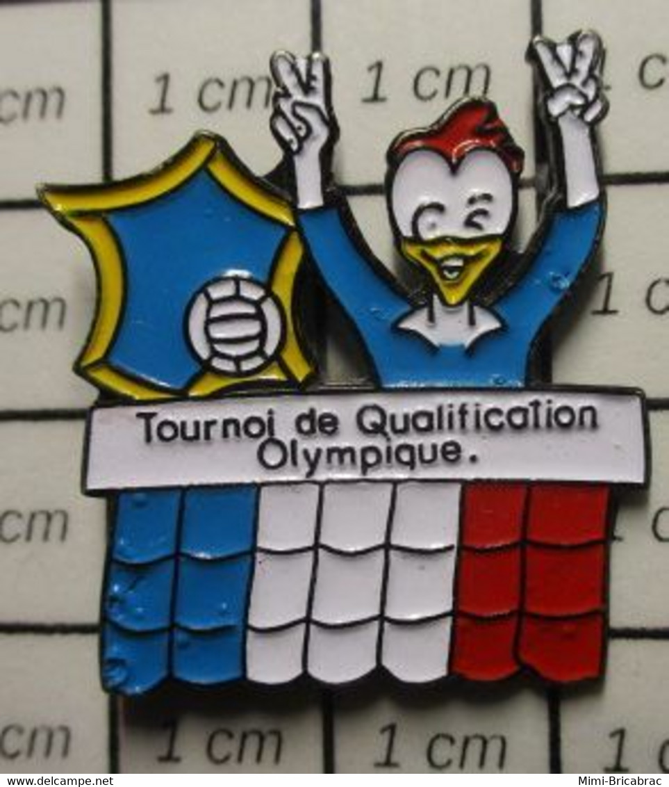 710A Pin's Pins / Beau Et Rare / THEME : SPORTS / COQ TRICOLORE VOLLEY-BALL TQO TOURNOI DE QUALIFICATION OLYMPIQUE - Volleyball