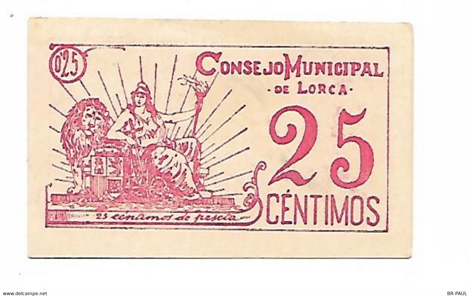 ESPAGNE / VINGT CINQ  CENTIMES 1937 - CONSEJO MUNICIPAL DE LORCA / BILLET NEUF - 1-2 Peseten