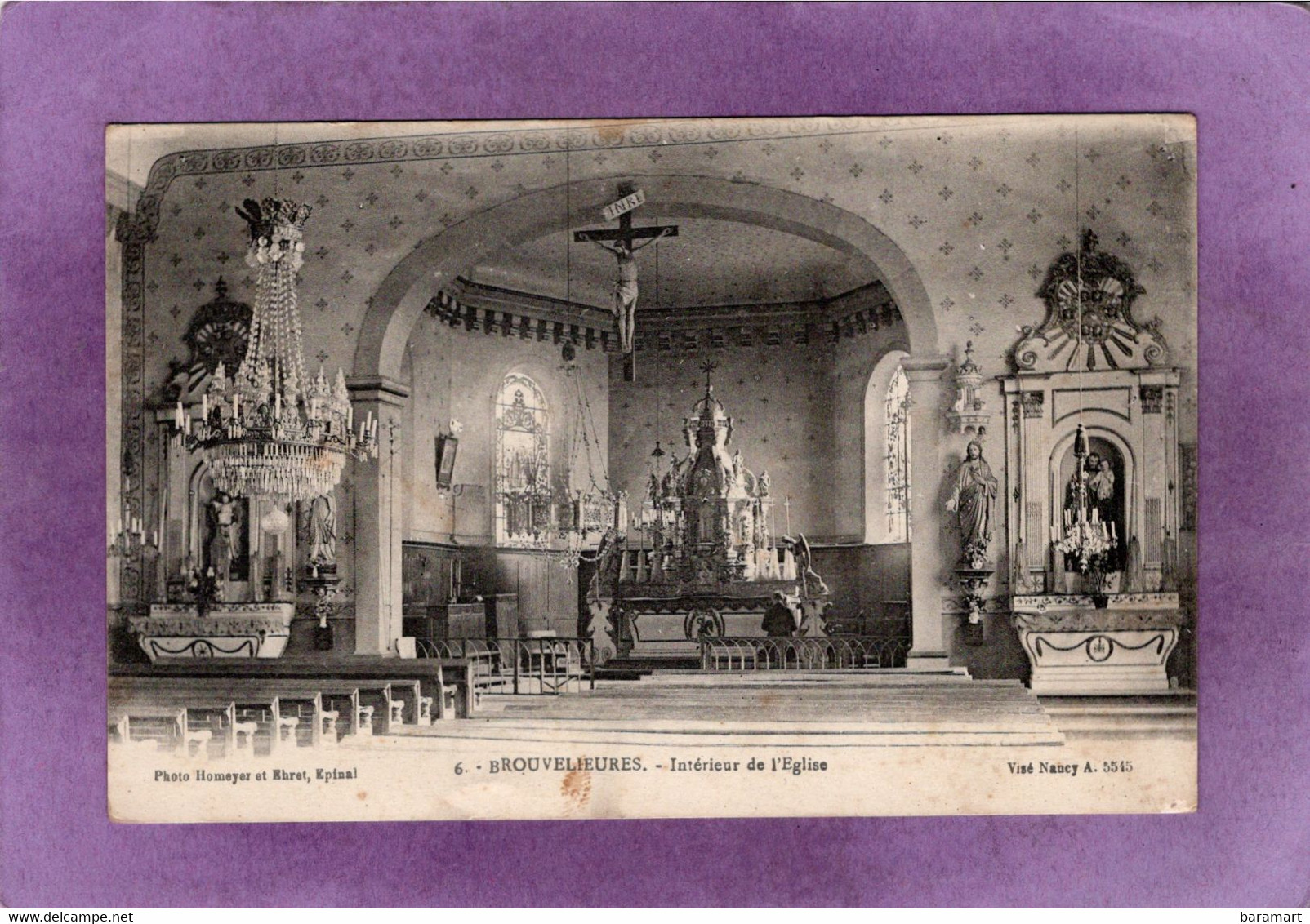 88 BROUVELIEURES Intérieur De L'Église Éditions  Homeyer Et Ehret N° 6  Visé Nancy A 5545 - Brouvelieures